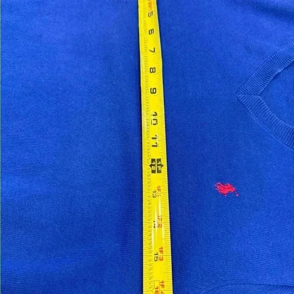 Polo Ralph Lauren boys knit V-Neck sweater.  blue w/elbow patches sz M 10-12 - Picture 9 of 11